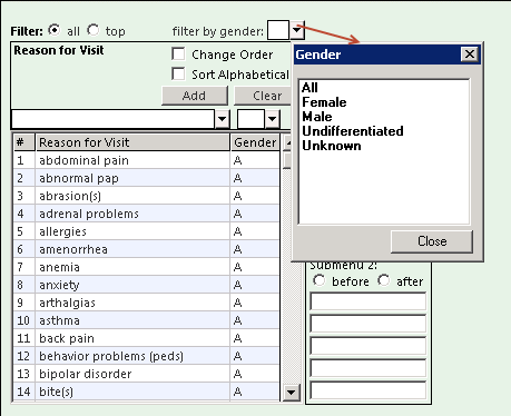 Filter by Gender on Framework Content system template