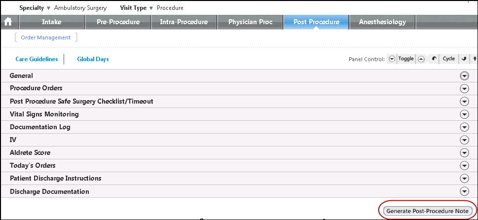 Generate Post-Procedure Note