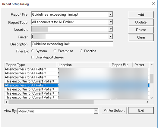 Report Setup Dialog