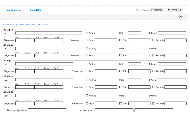 Lab Slips on Home Page - Cardiology
