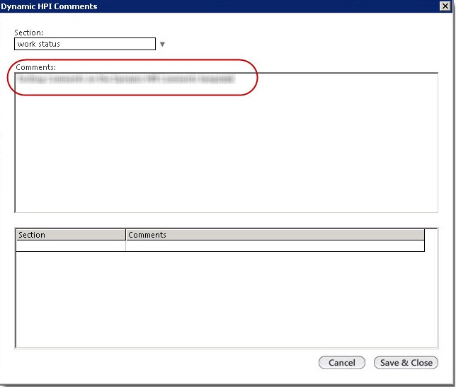 Dynamic HPI Comments