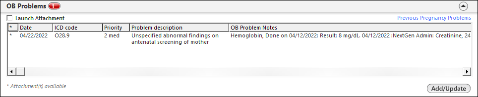 OB Problems panel