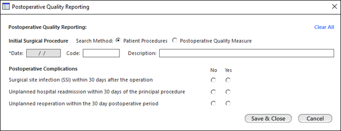 Postoperative Quality Reporting