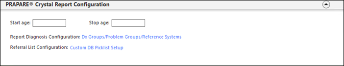 PRAPARE® Crystal Report Configuration panel