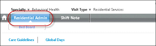 Residential Services Visit Type for Behavioral Health