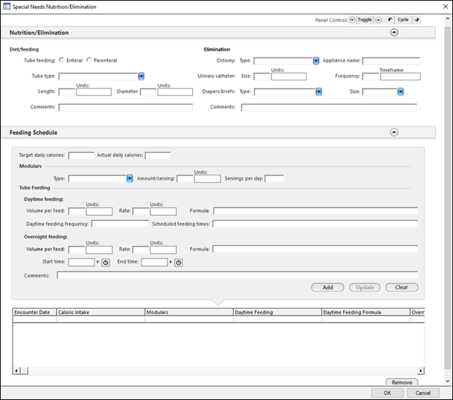 Special Needs Nutrition/Elimination