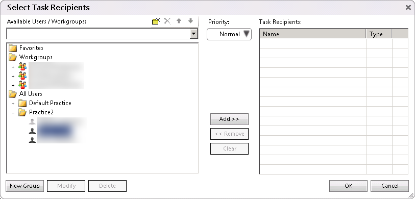 Select Task Recipients
