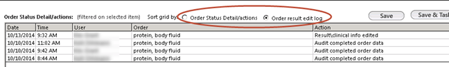 Order Status Detail/actions grid