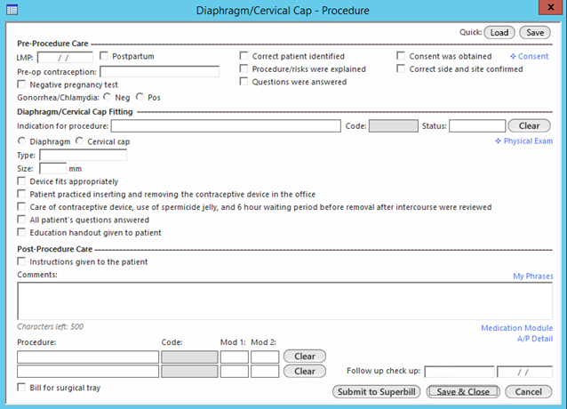 Diaphragm-/Cervical Cap - Procedure template
