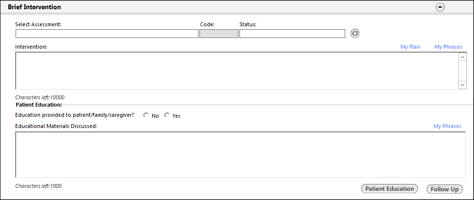 Brief intervention template