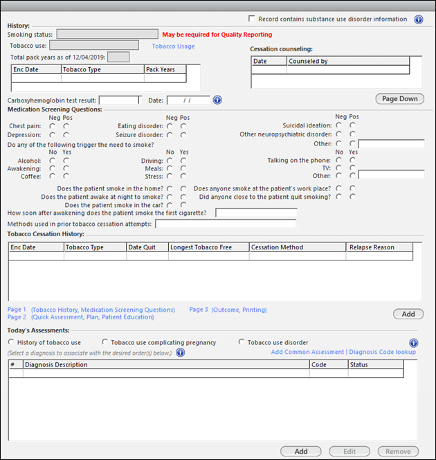 Tobacco Cessation template