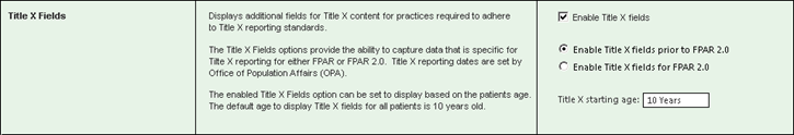Title X Fields options