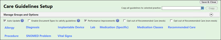Care Guideline Setup