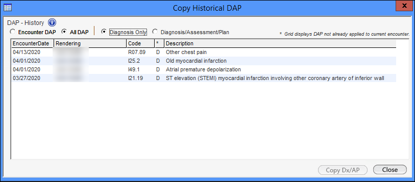 Copy Historical DAP - Diagnosis Only