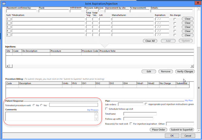 Patient Response section