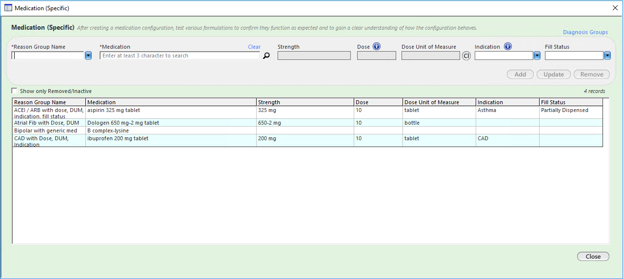 Medication Specific template