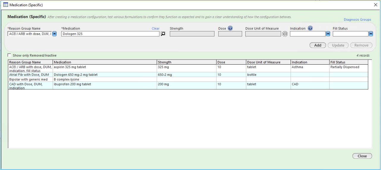 Medication Specific template