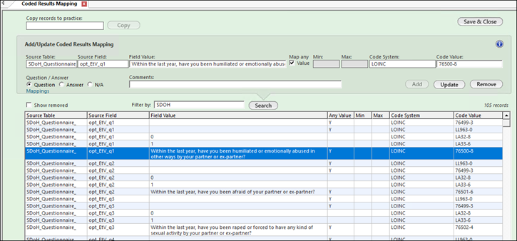 Add/Update Coded Results Mapping