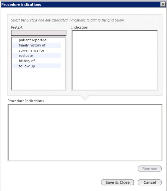 Procedure indications