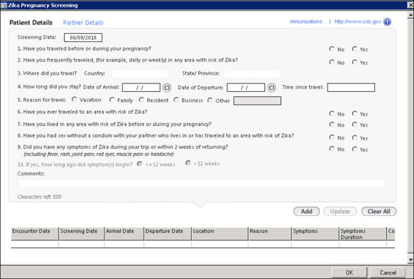Zika Pregnancy Screening_Patient Details