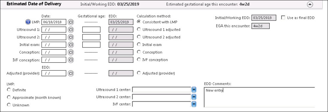 LMP date in the EDD panel