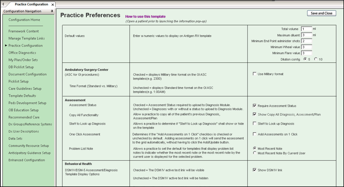 Practice Configuration template
