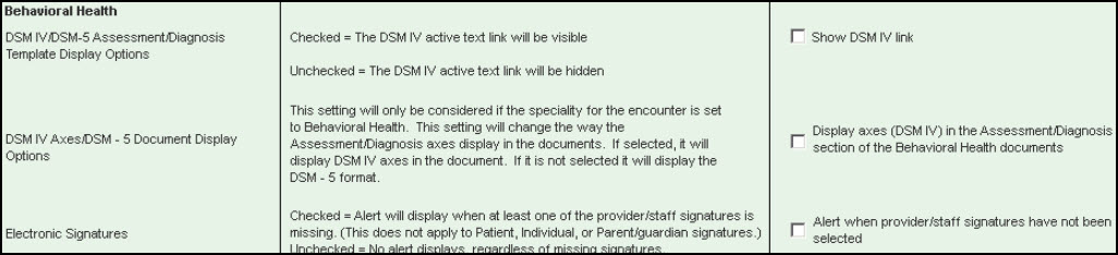 Behavioral Health section