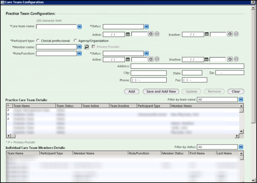 Care Team Configuration template
