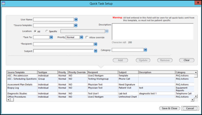 Quick Tasks Setup template