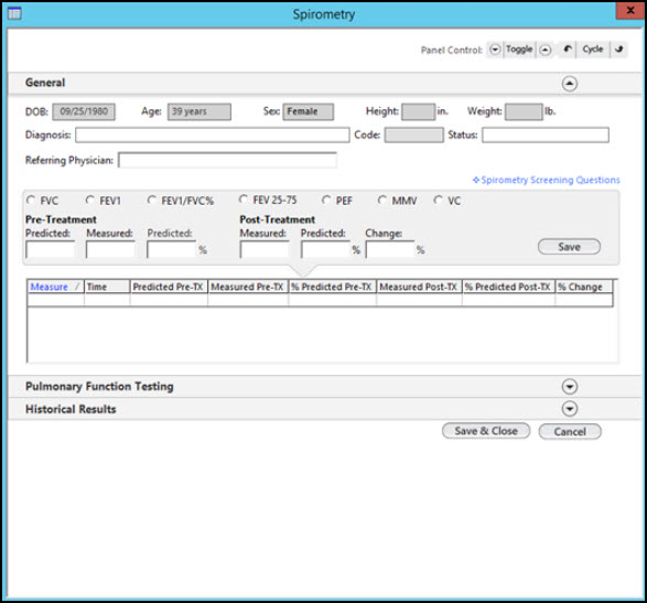 Spirometry template