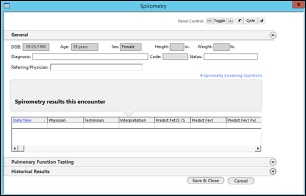 Spirometry template