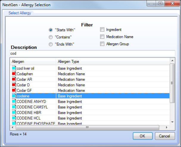Allergy Selection