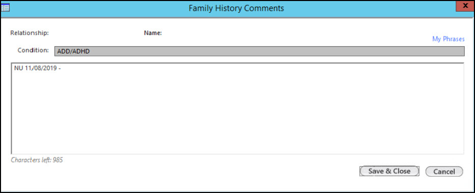 Family History Comments