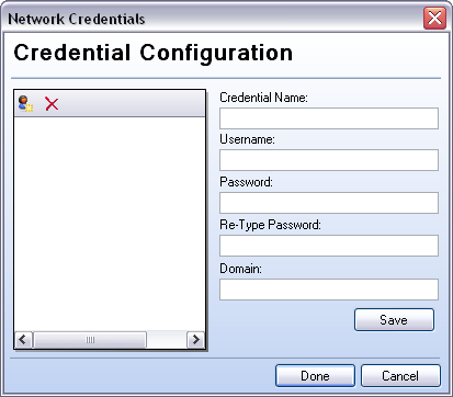 Network Credentials window