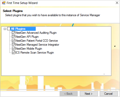 Select Plugins window