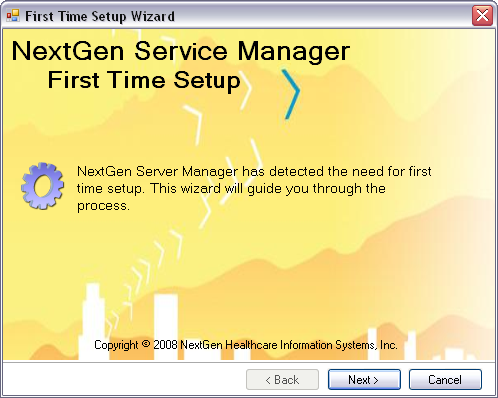 First Time Setup Wizard window