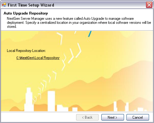 Auto Upgrade Repository window