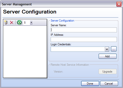 Server Management window