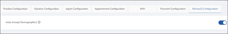 ReviewQ Configuration tab enables you to automatically accept demographic updates from patients on the PxP platform