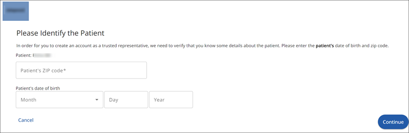 Patient verification page