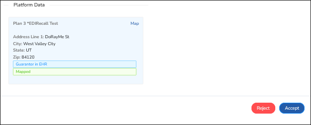 Insurance information mapped to patient-entered data