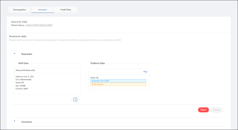 Insurance tab