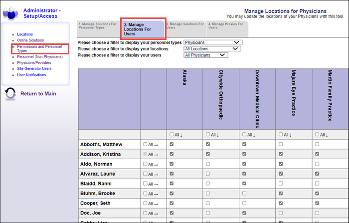 Manage Locations for Users
