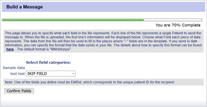 The page prompts you to specify what each field in the file represents