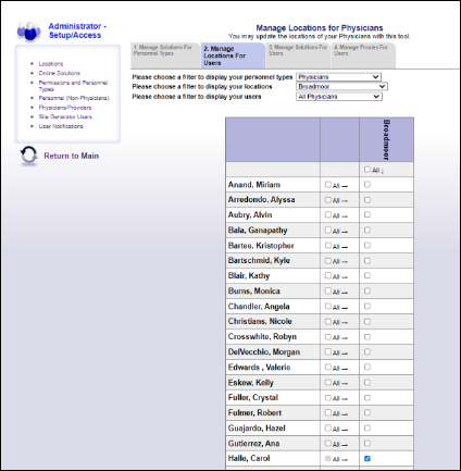 Manage Locations for Physicians