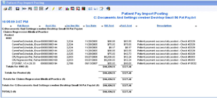 Image of the report generated after importing the file.