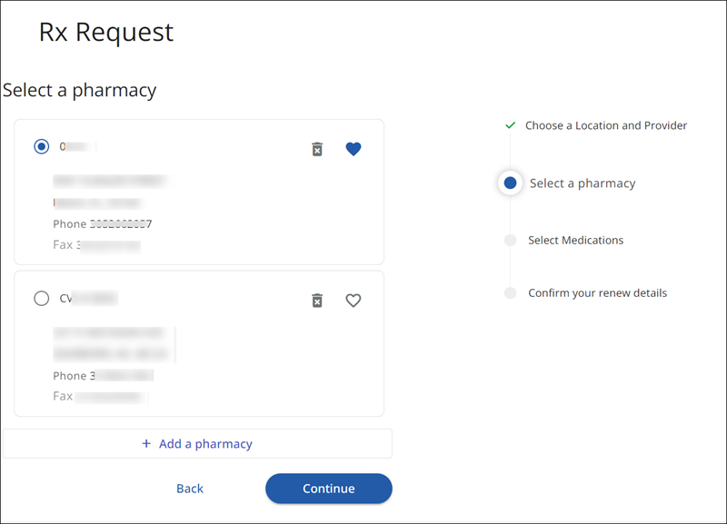 Select a pharmacy