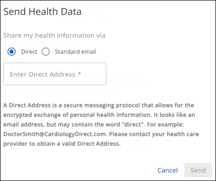 Send Health Data page
