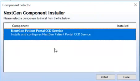 Component Selector window