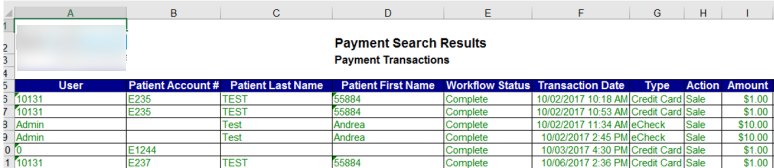NextGen Pay powered by InstaMed report Exported to Excel